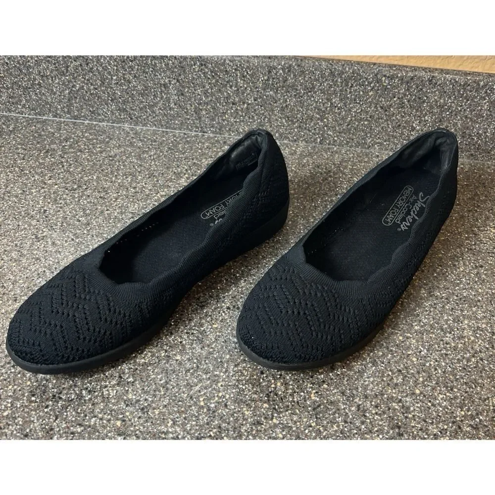 Skechers Air Cooled Memory Foam Fabric Shoe Slip On Women 10 Flat Comfort Casual